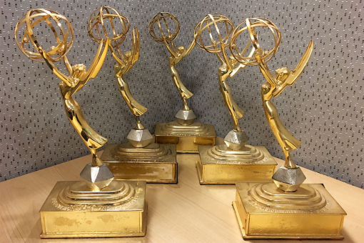 Five regional Emmy statuettes