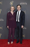 Emily Ward and Giovanni Ribisi pose backstage at the 76th Creative Arts Emmy Awards