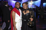 Alysha Jones and Devon Patterson, winner of the award for Outstanding Fantasy/Sci-Fi Costumes for Ahsoka, at the 76th Creative Arts Emmy Awards Governors Gala