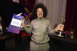 Eric André, winner of the award for Outstanding Performer in a Short Form Comedy or Drama Series for The Eric Andre Show, backstage at the 76th Creative Arts Emmy Awards 