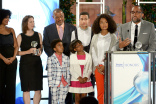 The black-ish cast looks on as producer Kenya Barris accepts the award at the awards presentation at the Eighth Annual Television Academy Honors, May 27 at the Montage Beverly Hills.