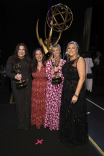 The casting team from The Bear backstage at the 75th Creative Arts Emmy Awards