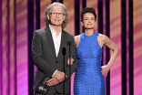 Bruce Greenwood and Carla Gugino present an award at the 75th Creative Arts Emmy Awards