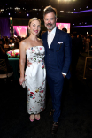 Rhea Seehorn and Graham Larson in the audience at the 2022 Creative Arts Emmy Awards.