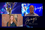 Sofia Hublitz presents the award for Outstanding Technical Direction, Camerawork, Video Control For A Series to Dave Saretsky for Last Week Tonight With John Oliver on Night Two of the Creative Arts Emmys. 