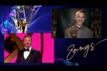 Jimmy Kimmel presents the award for Outstanding Lead Actor in a Drama Series to Jeremy Strong for Succession at the 72nd Emmy Awards.