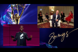 Sterling K. Brown presents the award for Outstanding Drama Series to Jesse Armstrong and the team of Succession during the 72nd Emmy Awards.