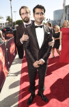 Kumail Nanjiani, right, and Martin Starr on the red carpet at the 2016 Primetime Emmys.