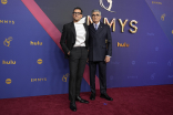 Dan Levy and Eugene Levy on the red carpet at the 76th Emmy Awards