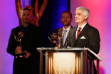 Michael Sechrest, Greg Croft, and Chris King at the 2015 Engineering Emmys at the Loews Hotel in Los Angeles, October 28, 2015. 